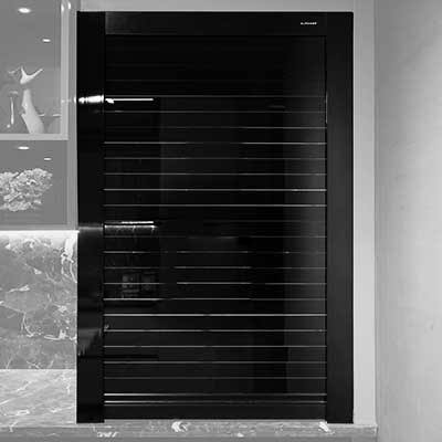Glass rolling shutter  modular kitchen