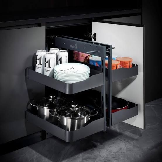 Glass universal magic corner  modular kitchen